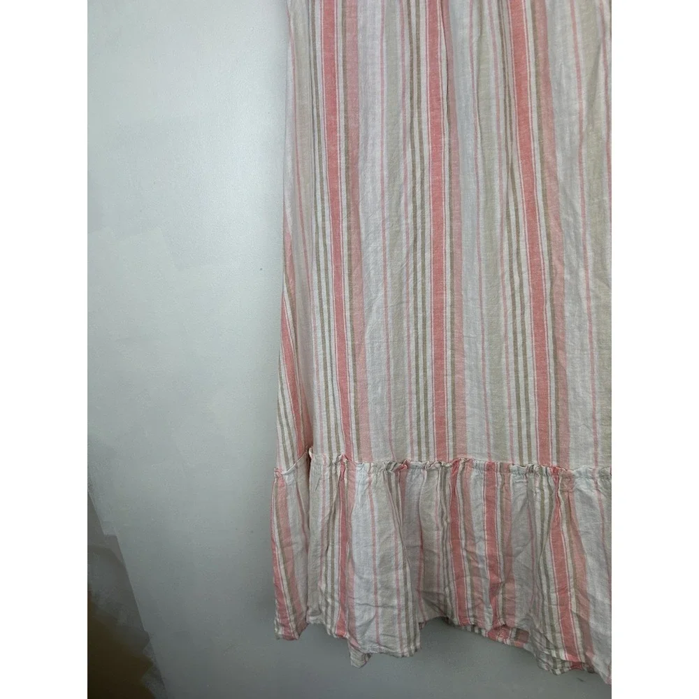 Shirt Dress XXL Sleeveless Mini 2XL Pink Stripe Linen Blend Casual Office New